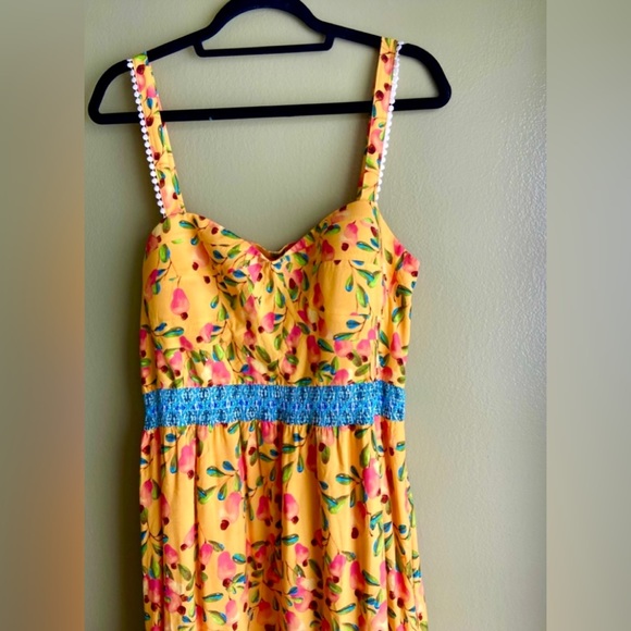 FARM RIO 🍌 Anthropologie Tropical Anjou Cashew Yellow Layered Maxi Dress NWT - Picture 12 of 17